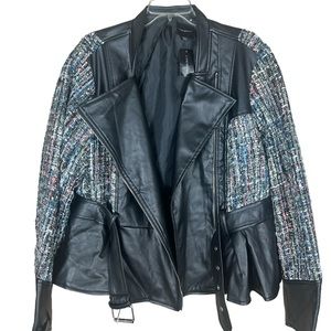 NWT-Lane Bryant leather and tweed moto jacket